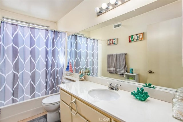 6287 Tuckaway Ave, Banning, CA 92220 - full bathroom with vanity and shower / bath combo with shower curtain