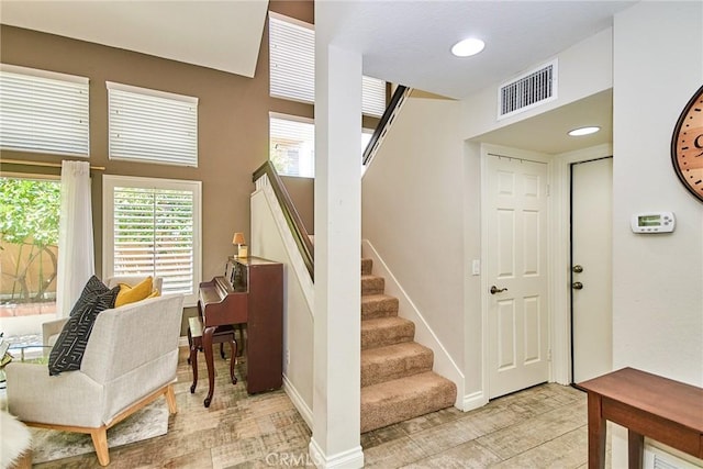19 Las Cruces, Irvine, CA 92614 - foyer featuring stairway, light wood finished floors, and recessed lighting