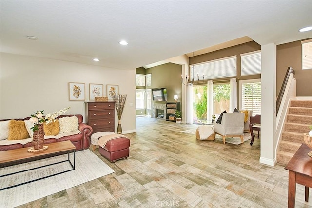 19 Las Cruces, Irvine, CA 92614 - living area with stairs, recessed lighting, and light wood-style flooring