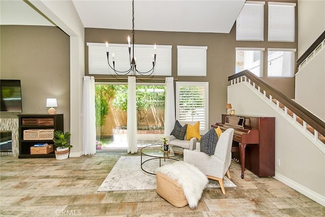 19 Las Cruces, Irvine, CA 92614 - living area featuring a chandelier and stairs