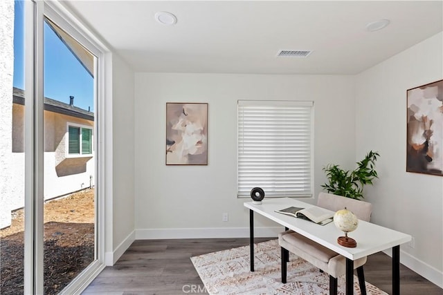 15615 Erie Rd, Apple Valley, CA 92307 - office area featuring wood finished floors