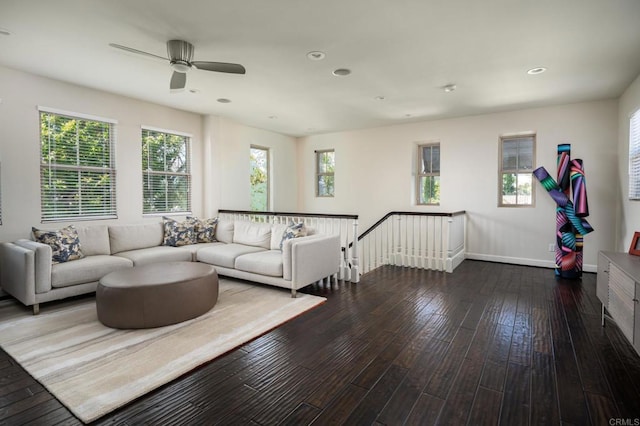 7425 Rancho Cabrillo Trl, San Diego, CA 92127 - living room with ceiling fan, wood-type flooring, and recessed lighting