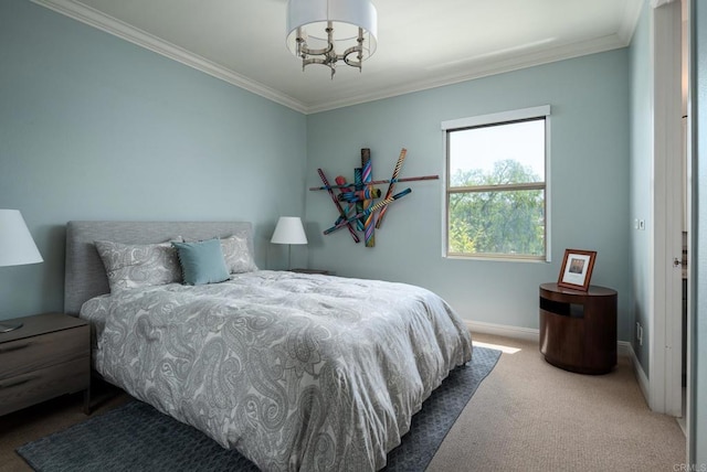 7425 Rancho Cabrillo Trl, San Diego, CA 92127 - bedroom with a chandelier, ornamental molding, and carpet