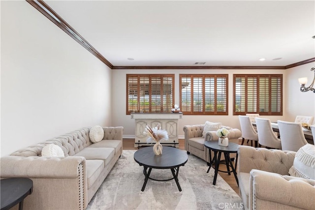 11645 Wiggins Ct, Yucaipa, CA 92399 - living area with crown molding and light wood finished floors