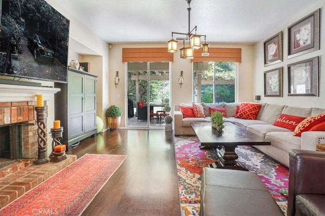 57 Mountain Laurel Way, Azusa, CA 91702 - living room featuring wood finished floors and a fireplace
