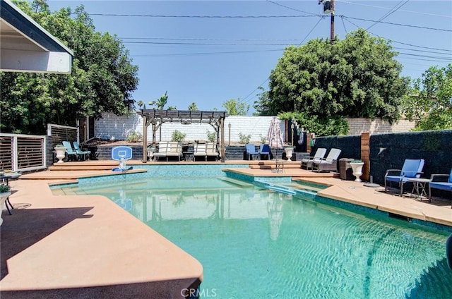 1523 Finegrove Ave, Hacienda Heights, CA 91745 - view of pool featuring a pergola, a fenced backyard, and a patio