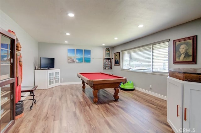 1523 Finegrove Ave, Hacienda Heights, CA 91745 - rec room featuring billiards table, recessed lighting, and light wood-style flooring