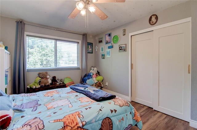 1523 Finegrove Ave, Hacienda Heights, CA 91745 - bedroom with light wood-style flooring, ceiling fan, and a closet