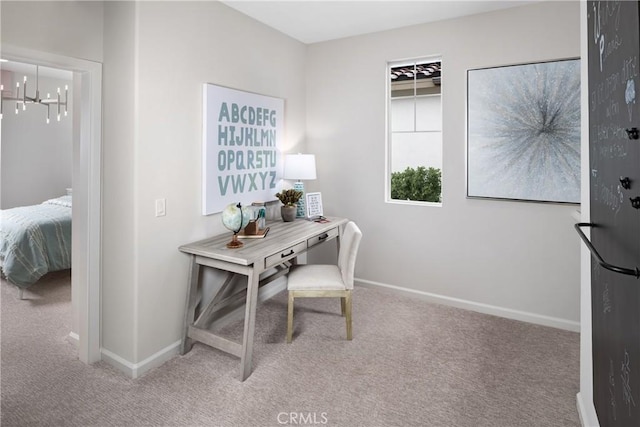 25172 Hunter Ave, Moreno Valley, CA 92551 - home office featuring carpet and a chandelier