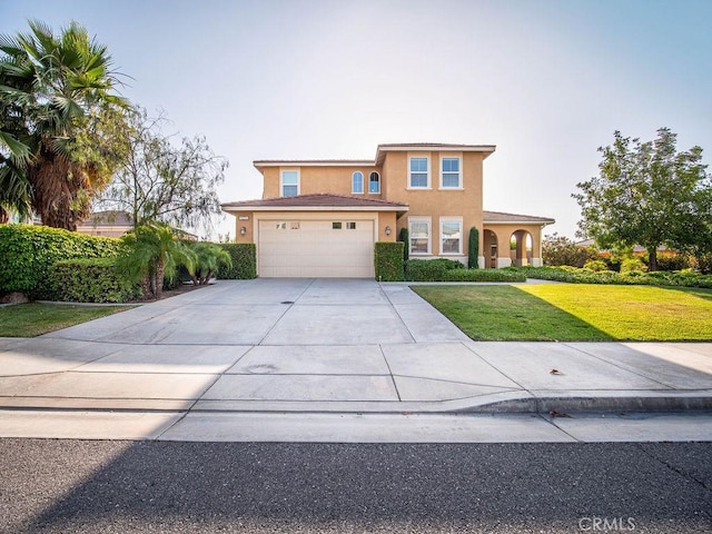 9275 Serenity St, Riverside, CA 92508 - traditional-style home featuring stucco siding, a front lawn, driveway, and a garage