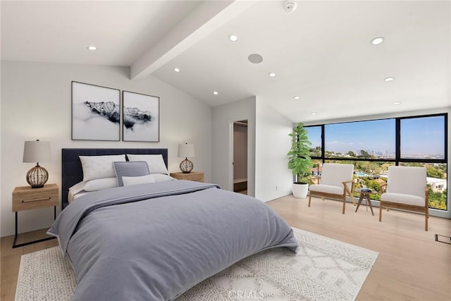 9336 Lloydcrest Dr, Beverly Hills, CA 90210 - bedroom featuring light wood finished floors, recessed lighting, and expansive windows