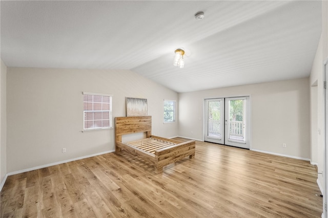 45339 Tiburcio Dr, Temecula, CA 92592 - bedroom featuring access to outside, wood finished floors, and lofted ceiling