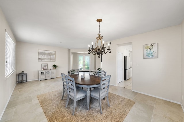 45339 Tiburcio Dr, Temecula, CA 92592 - dining room with a chandelier and light tile patterned floors