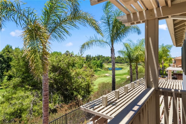 45339 Tiburcio Dr, Temecula, CA 92592 - wooden deck featuring a pergola and view of golf course