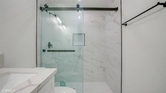 856 W 47th St, Los Angeles, CA 90037 - full bath featuring a marble finish shower and vanity
