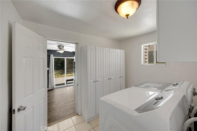 1003 Stevenson St, Colton, CA 92324 - laundry room featuring separate washer and dryer, a ceiling fan, light tile patterned floors, and a textured ceiling