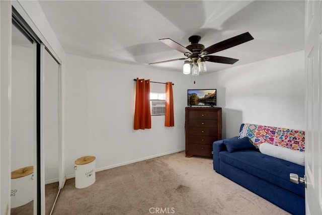 1003 Stevenson St, Colton, CA 92324 - sitting room featuring carpet, ceiling fan, and cooling unit
