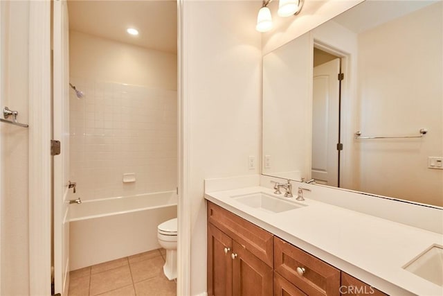 245 Snapdragon Ln, Glendora, CA 91741 - bathroom featuring vanity, tile patterned floors, shower / bathtub combination, and recessed lighting