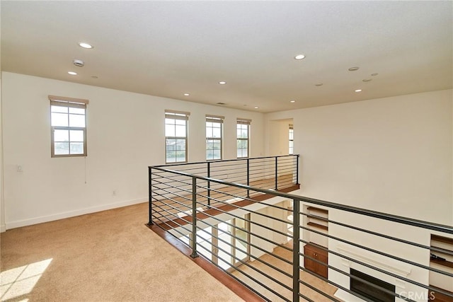 245 Snapdragon Ln, Glendora, CA 91741 - corridor with recessed lighting, carpet flooring, and an upstairs landing