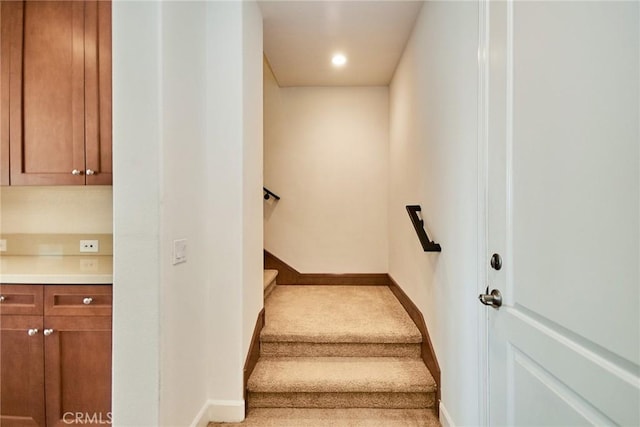 245 Snapdragon Ln, Glendora, CA 91741 - staircase featuring carpet floors and recessed lighting
