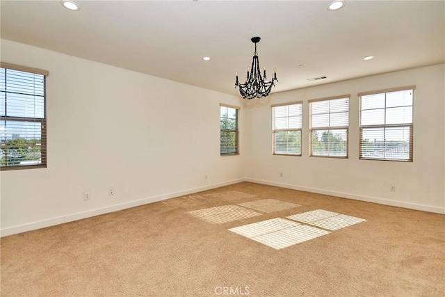 245 Snapdragon Ln, Glendora, CA 91741 - empty room with light colored carpet, recessed lighting, and a chandelier