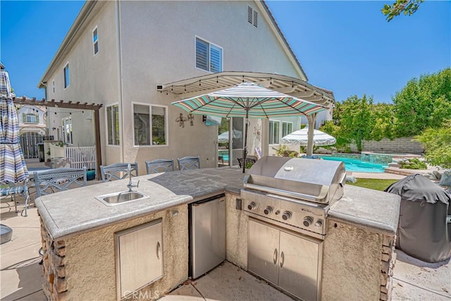 25531 Durant Pl, Stevenson Ranch, CA 91381 - view of patio featuring area for grilling and an outdoor pool