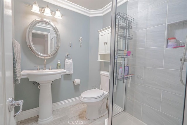 25531 Durant Pl, Stevenson Ranch, CA 91381 - bathroom featuring a shower stall and ornamental molding