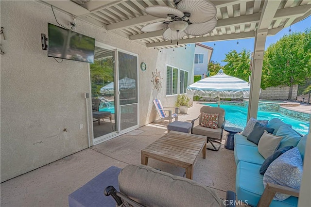 25531 Durant Pl, Stevenson Ranch, CA 91381 - view of patio featuring ceiling fan and an outdoor living space