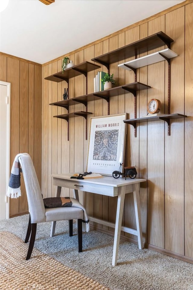 1137 Lafayette St, San Gabriel, CA 91776 - home office featuring light carpet and wooden walls