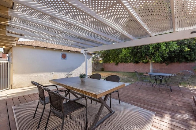 1137 Lafayette St, San Gabriel, CA 91776 - deck featuring outdoor dining area, a fenced backyard, and a pergola
