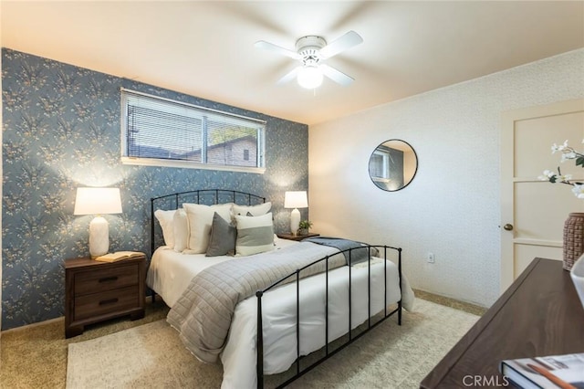 1137 Lafayette St, San Gabriel, CA 91776 - carpeted bedroom featuring wallpapered walls and a ceiling fan