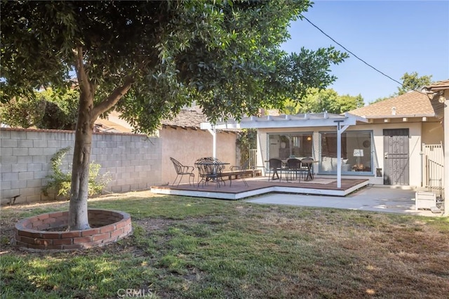 1137 Lafayette St, San Gabriel, CA 91776 - rear view of house featuring a pergola, a deck, and stucco siding