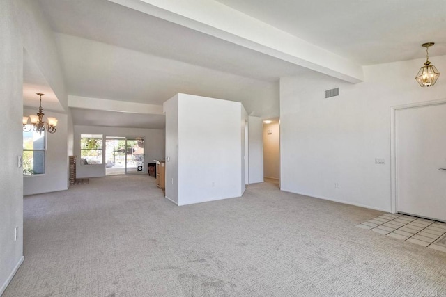 5261 Hubbert St, Oceanside, CA 92056 - spare room with a chandelier and light colored carpet