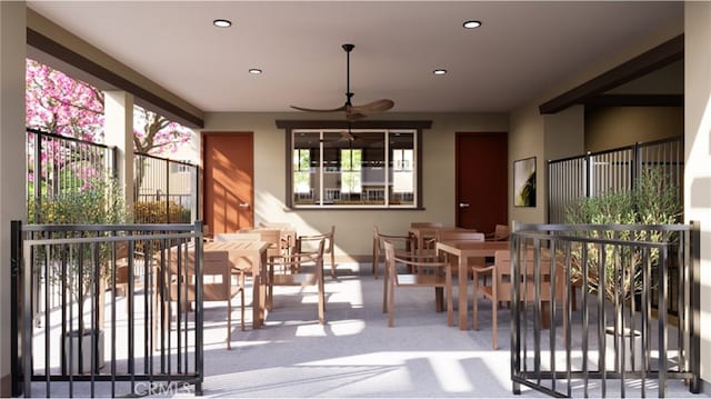 7415 Fig Grove St, Riverside, CA 92507 - view of patio / terrace with outdoor dining space and a ceiling fan