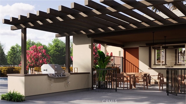 7415 Fig Grove St, Riverside, CA 92507 - view of patio / terrace with area for grilling and a pergola