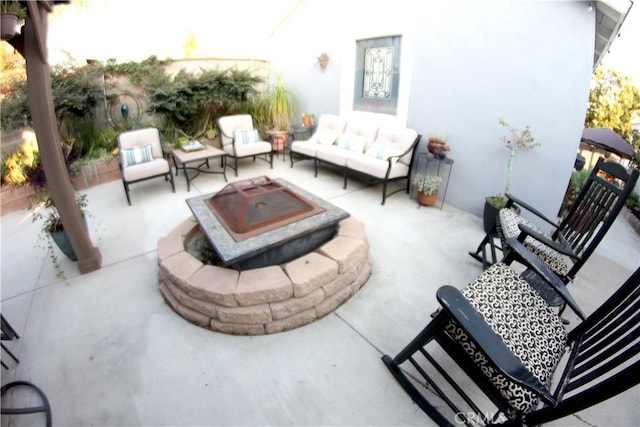2904 Sterling St, Pomona, CA 91767 - view of patio with an outdoor living space with a fire pit