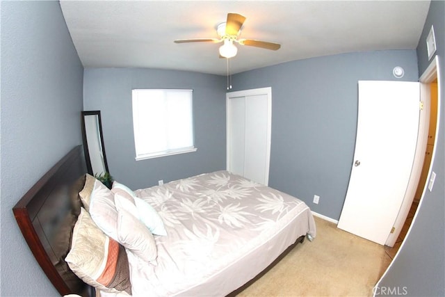 2904 Sterling St, Pomona, CA 91767 - bedroom featuring carpet flooring, a closet, and a ceiling fan