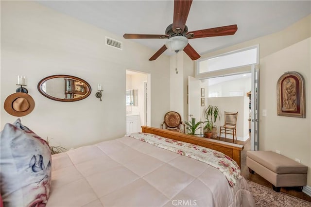 40633 Corte Albara, Murrieta, CA 92562 - bedroom with ceiling fan and connected bathroom