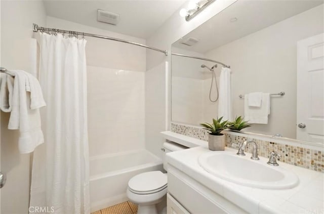 94 New Season, Irvine, CA 92602 - full bathroom featuring vanity, shower / bath combination with curtain, and backsplash