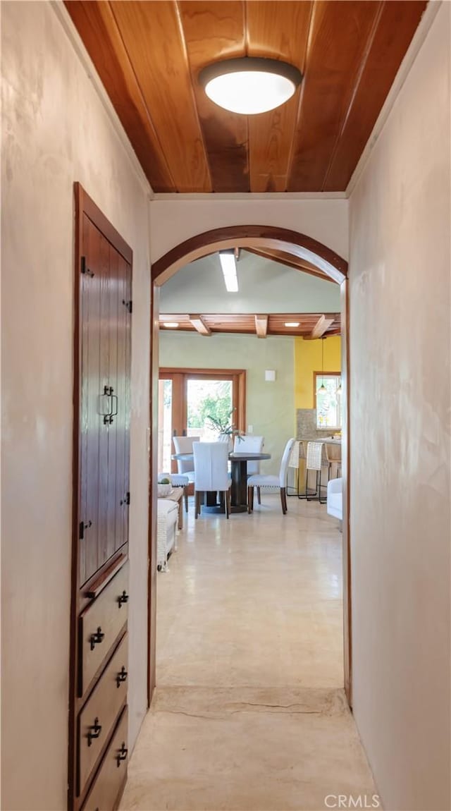 2 Chuckwagon Rd, Rolling Hills, CA 90274 - corridor with arched walkways and wooden ceiling