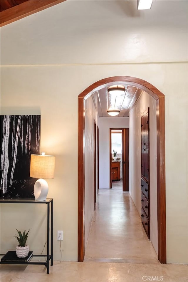 2 Chuckwagon Rd, Rolling Hills, CA 90274 - hall with arched walkways and finished concrete flooring
