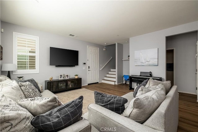 157 Ambrosia Ct, Perris, CA 92571 - living area with wood finished floors and stairs