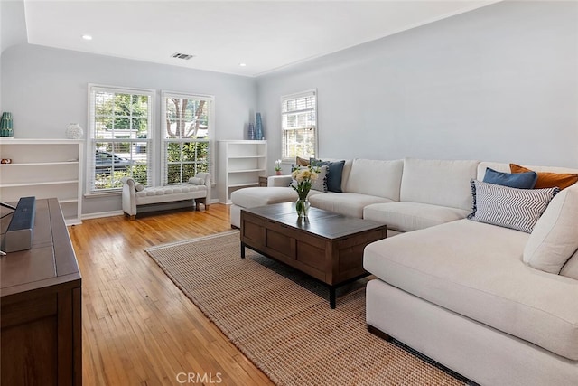 14348 Emelita St, Sherman Oaks, CA 91401 - living room featuring plenty of natural light, light wood-style floors, and recessed lighting