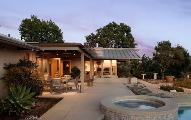 10551 Hillsboro Rd, North Tustin, CA 92705 - view of pool with a patio, a pool with connected hot tub, and outdoor dining space