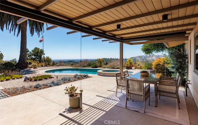 10551 Hillsboro Rd, North Tustin, CA 92705 - view of pool featuring a patio area, a pool with connected hot tub, and outdoor dining space