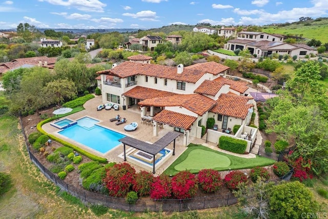8183 Doug Hill, San Diego, CA 92127 - aerial perspective of suburban area with a pool