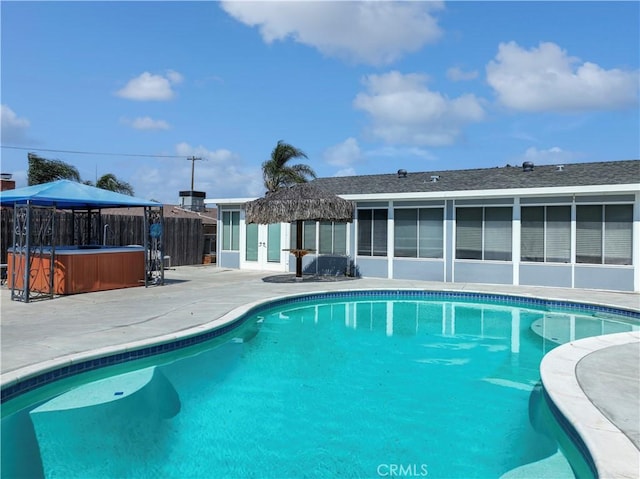 19891 Athenon Ave, Perris, CA 92570 - view of pool featuring a hot tub, a patio area, and a gazebo