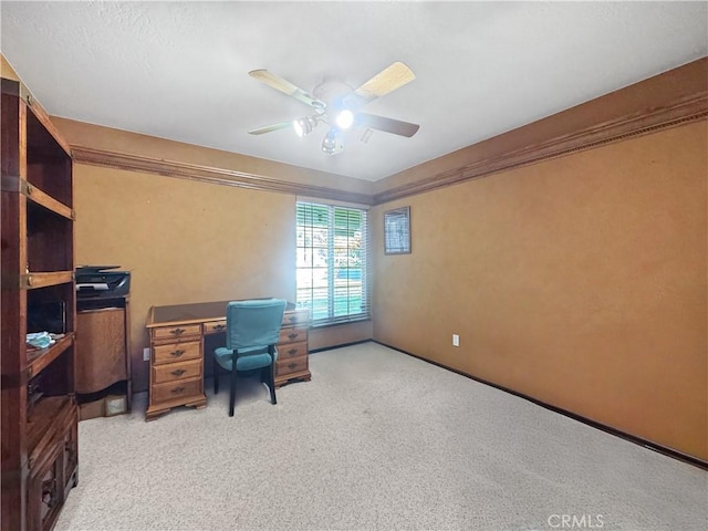 19891 Athenon Ave, Perris, CA 92570 - carpeted office space with ceiling fan and ornamental molding