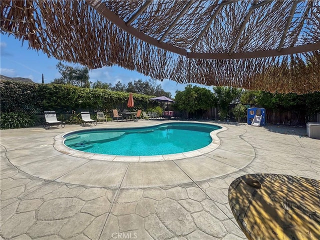 19891 Athenon Ave, Perris, CA 92570 - view of pool with a patio and a fenced backyard