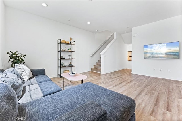 1166 Newberry Ln Unit 1, Claremont, CA 91711 - living room with wood finished floors, stairs, and recessed lighting
